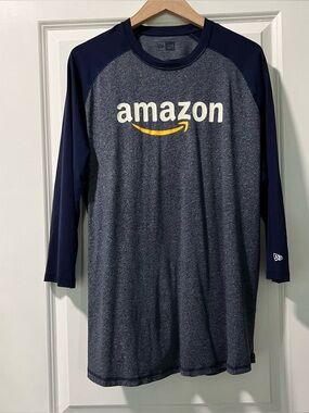 Amazon New Era Men’s 3/4 Sleeve Baseball Raglan Tee Size XL Navy Blue Employee